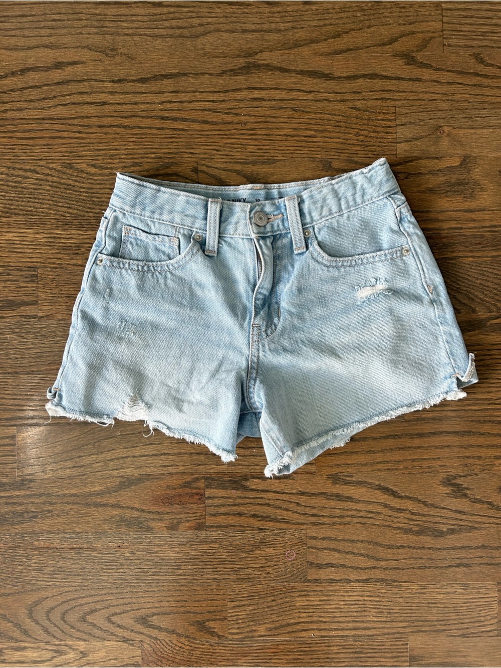 Girls Light Blue Denim Cutoff Shorts